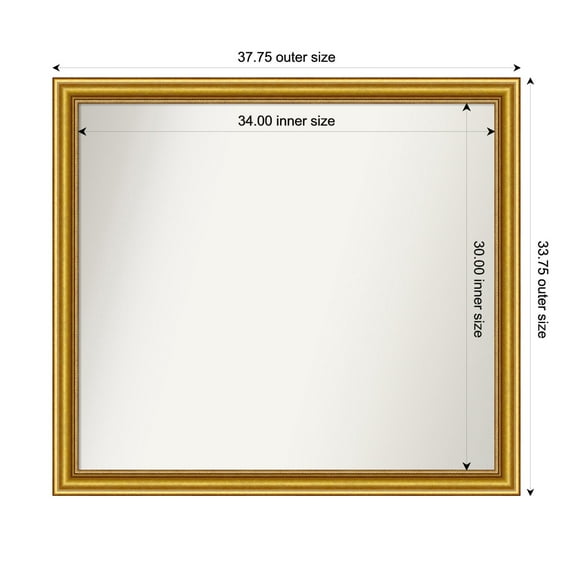 Amanti Art Custom Wall and Bathroom Mirror (33.75 x 37.75 in.), Townhouse Gold Frame