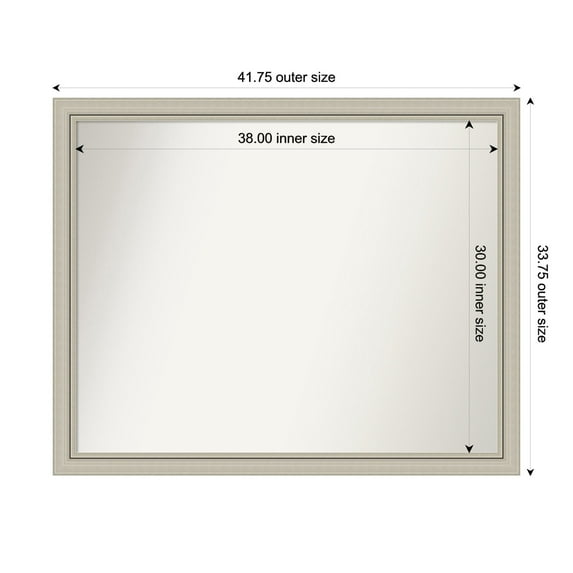 Amanti Art Custom Wall and Bathroom Mirror (33.75 x 41.75 in.), Romano Silver Narrow Frame