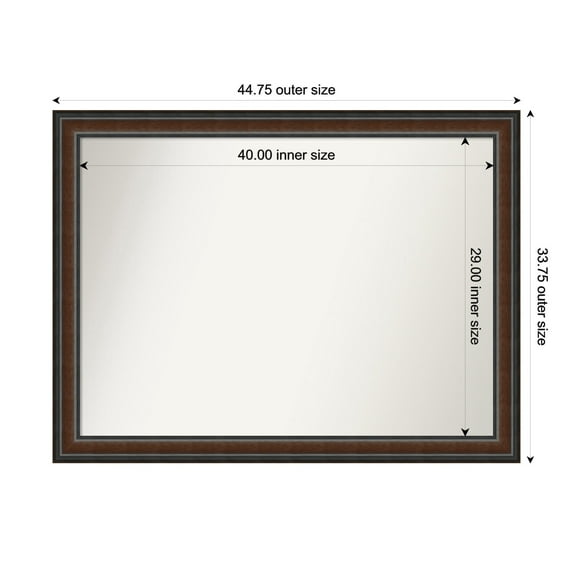 Amanti Art Custom Wall and Bathroom Mirror (33.75 x 44.75 in.), Cyprus Walnut Frame