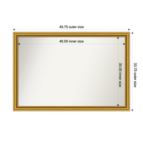 Amanti Art Custom Wall and Bathroom Mirror (33.75 x 49.75 in.), Townhouse Gold Frame
