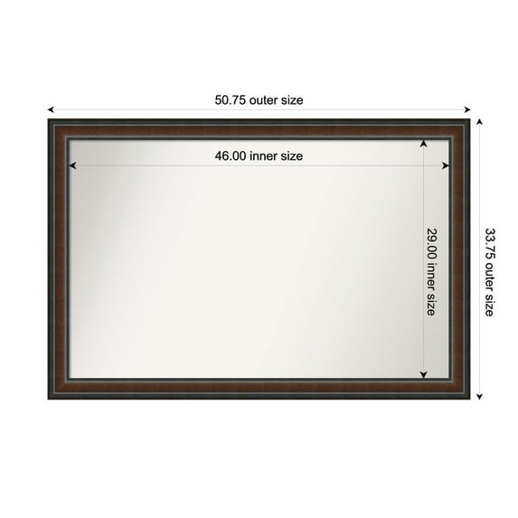 Amanti Art Custom Wall and Bathroom Mirror (33.75 x 50.75 in.), Cyprus Walnut Frame