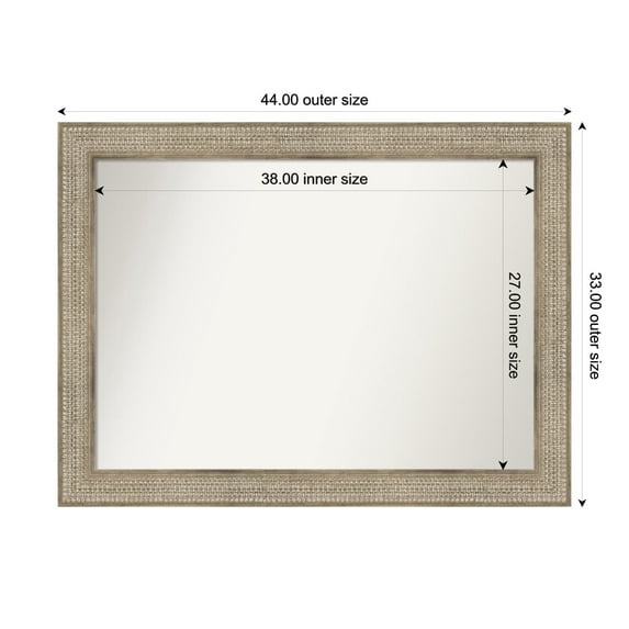 Amanti Art Custom Wall and Bathroom Mirror (33 x 44 in.), Trellis Silver Frame