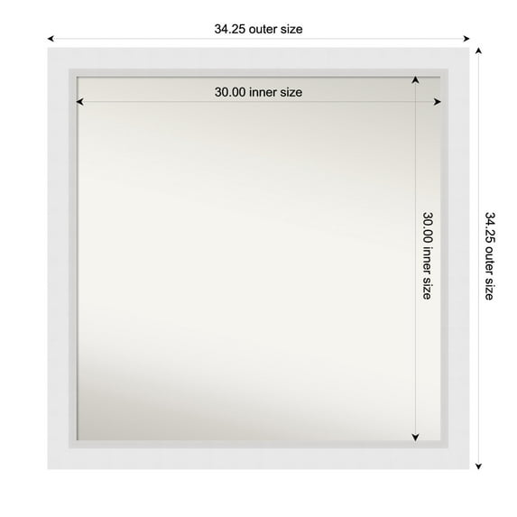 Amanti Art Custom Wall and Bathroom Mirror (34.25 x 34.25 in.), Blanco White Frame