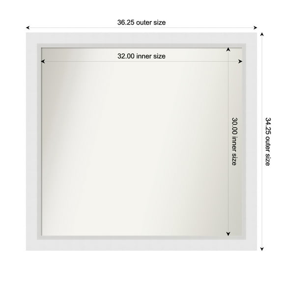Amanti Art Custom Wall and Bathroom Mirror (34.25 x 36.25 in.), Blanco White Frame