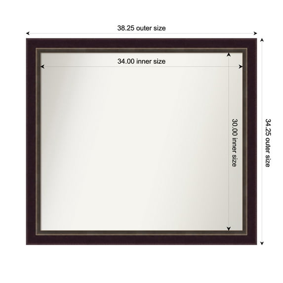 Amanti Art Custom Wall and Bathroom Mirror (34.25 x 38.25 in.), Signore Bronze Frame