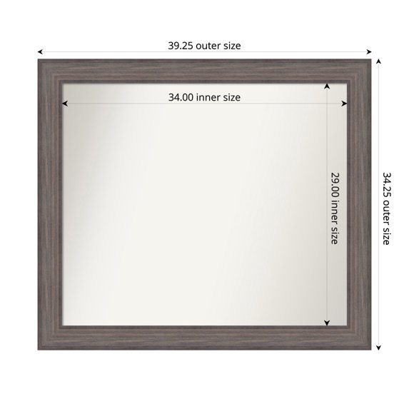 Amanti Art Custom Wall and Bathroom Mirror (34.25 x 39.25 in.), Country Barnwood Frame