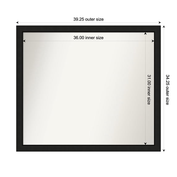 Amanti Art Custom Wall and Bathroom Mirror (34.25 x 39.25 in.), Midnight Black Narrow Frame