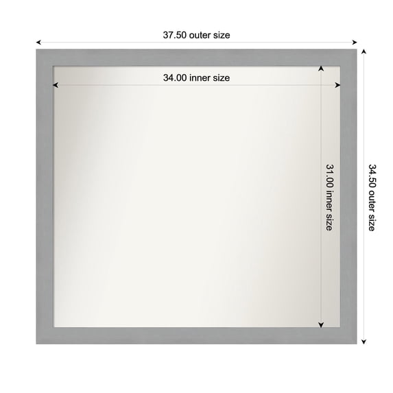 Amanti Art Custom Wall and Bathroom Mirror (34.5 x 37.5 in.), Brushed Nickel Frame