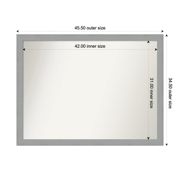 Amanti Art Custom Wall and Bathroom Mirror (34.5 x 45.5 in.), Brushed Nickel Frame