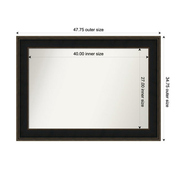 Amanti Art Custom Wall and Bathroom Mirror (34.75 x 47.75 in.), Mezzanine Espresso Frame