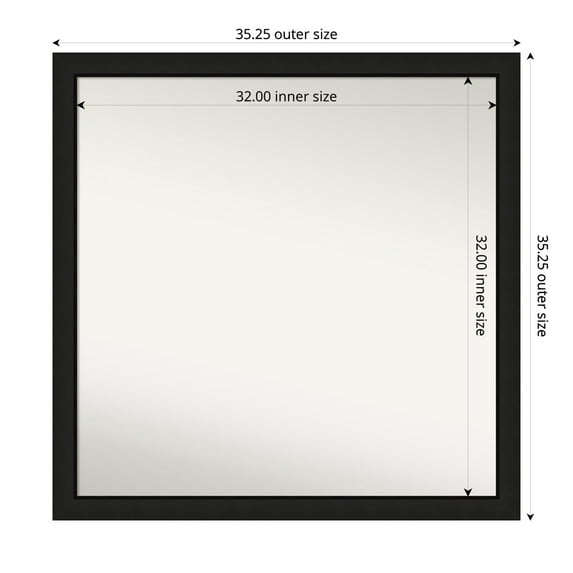 Amanti Art Custom Wall and Bathroom Mirror (35.25 x 35.25 in.), Midnight Black Narrow Frame