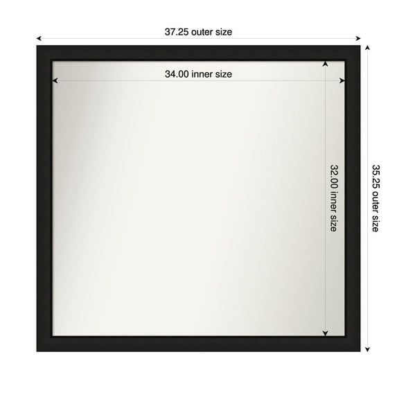 Amanti Art Custom Wall and Bathroom Mirror (35.25 x 37.25 in.), Midnight Black Narrow Frame