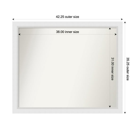 Amanti Art Custom Wall and Bathroom Mirror (35.25 x 42.25 in.), Blanco White Frame