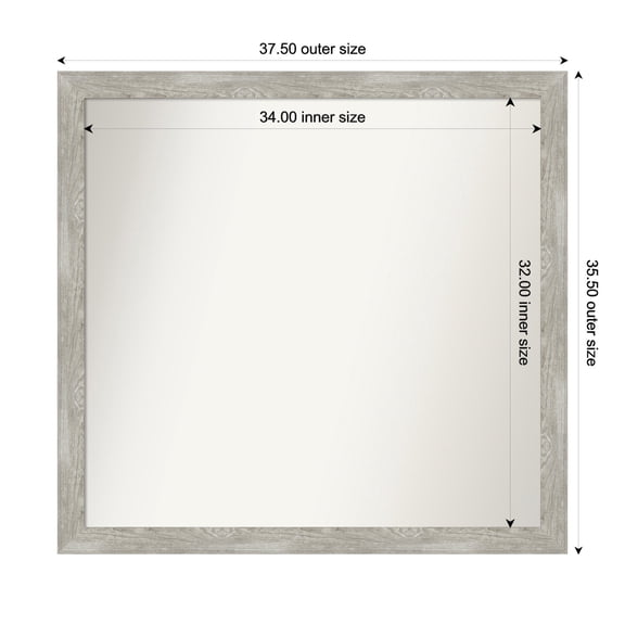 Amanti Art Custom Wall and Bathroom Mirror (35.5 x 37.5 in.), Dove Greywash Narrow Frame