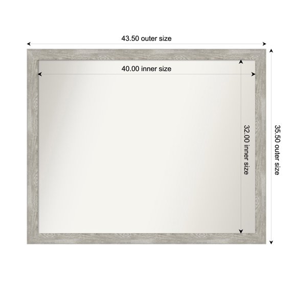 Amanti Art Custom Wall and Bathroom Mirror (35.5 x 43.5 in.), Dove Greywash Narrow Frame