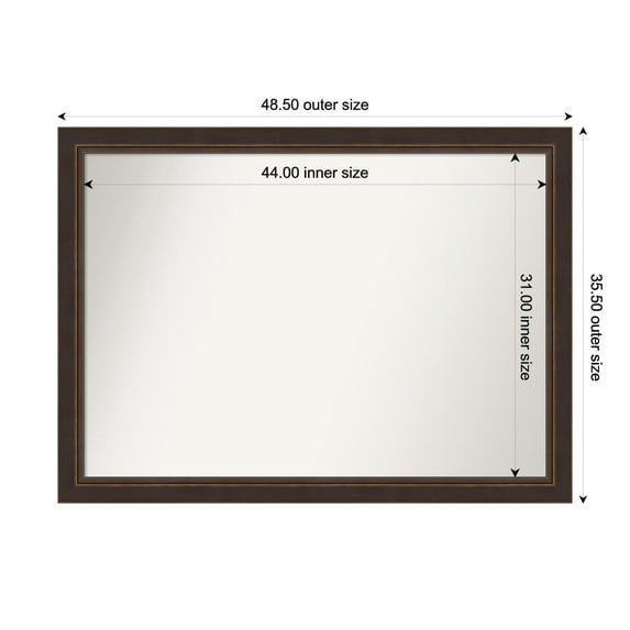 Amanti Art Custom Wall and Bathroom Mirror (35.5 x 48.5 in.), Lara Bronze Frame