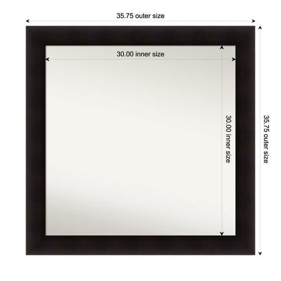 Amanti Art Custom Wall and Bathroom Mirror (35.75 x 35.75 in.), Portico Espresso Frame