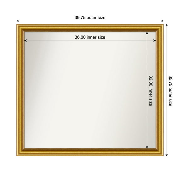 Amanti Art Custom Wall and Bathroom Mirror (35.75 x 39.75 in.), Townhouse Gold Frame