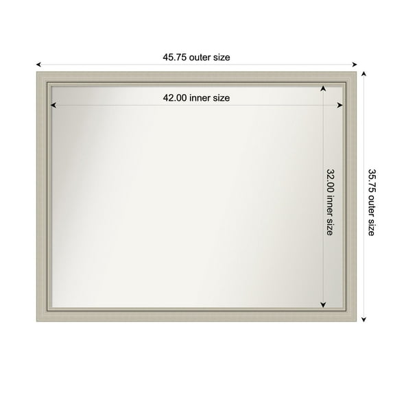 Amanti Art Custom Wall and Bathroom Mirror (35.75 x 45.75 in.), Romano Silver Narrow Frame
