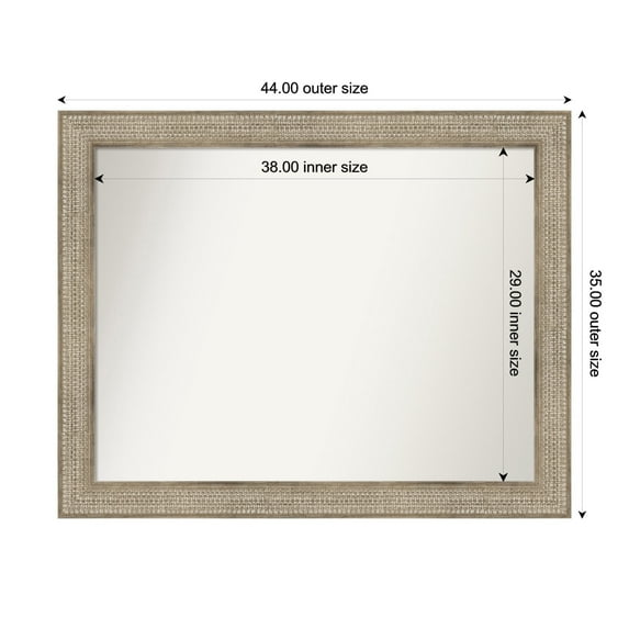 Amanti Art Custom Wall and Bathroom Mirror (35 x 44 in.), Trellis Silver Frame