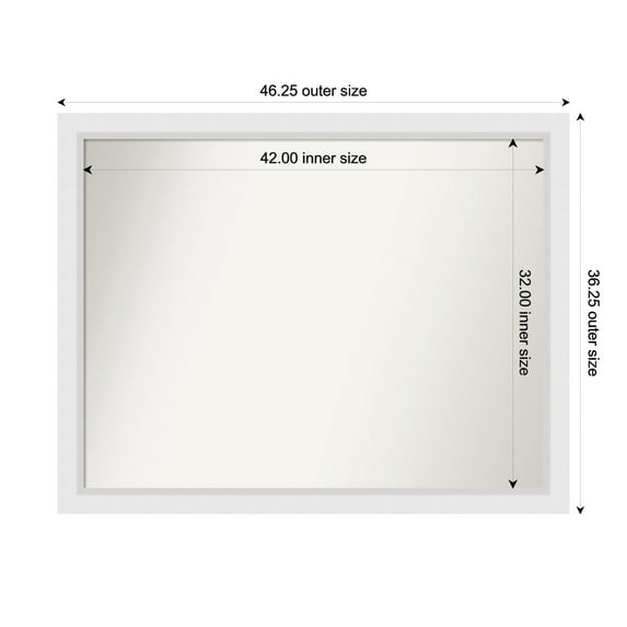 Amanti Art Custom Wall and Bathroom Mirror (36.25 x 46.25 in.), Blanco White Frame