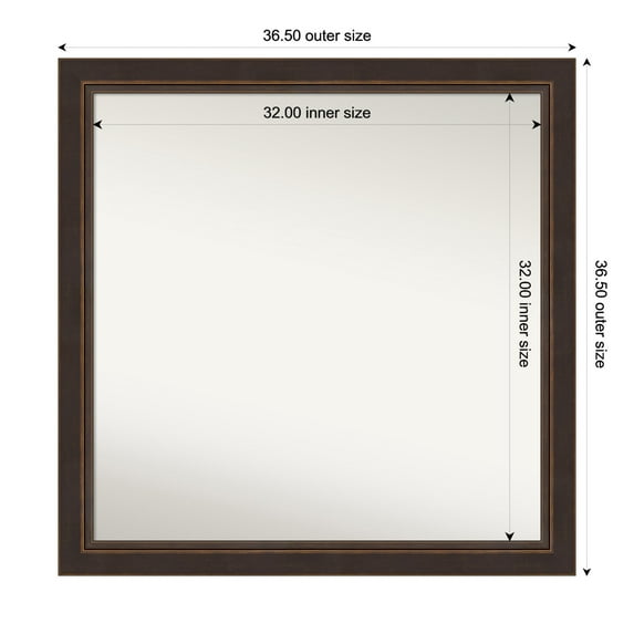 Amanti Art Custom Wall and Bathroom Mirror (36.5 x 36.5 in.), Lara Bronze Frame