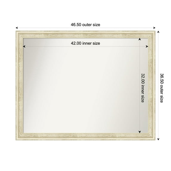 Amanti Art Custom Wall and Bathroom Mirror (36.5 x 46.5 in.), Country White Wash Frame