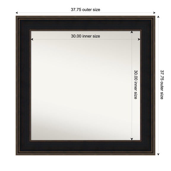 Amanti Art Custom Wall and Bathroom Mirror (37.75 x 37.75 in.), Mezzanine Espresso Frame