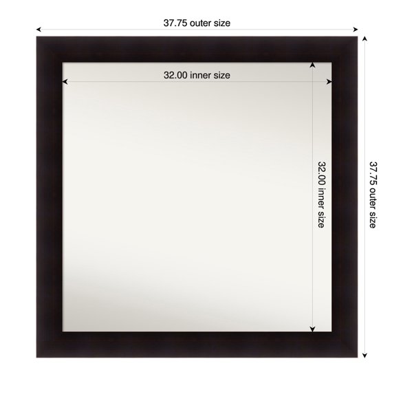 Amanti Art Custom Wall and Bathroom Mirror (37.75 x 37.75 in.), Portico Espresso Frame