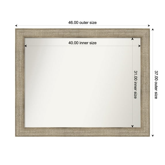 Amanti Art Custom Wall and Bathroom Mirror (37 x 46 in.), Trellis Silver Frame