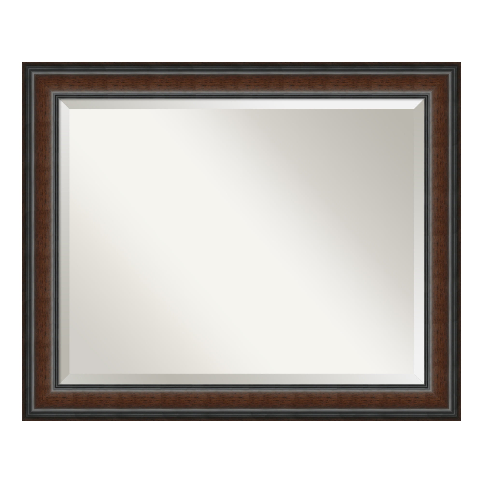 Cyprus Walnut Beveled Wood Rectangular Wall Mirror