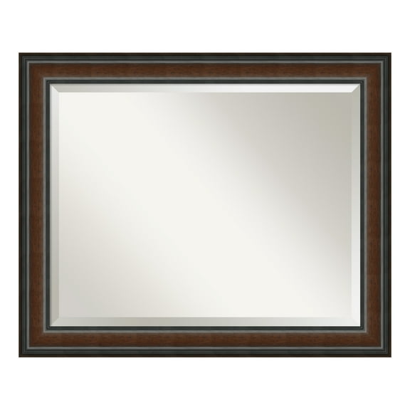 Amanti Art Cyprus Walnut Beveled Wood Wall Mirror 26.75 x 32.75 in.