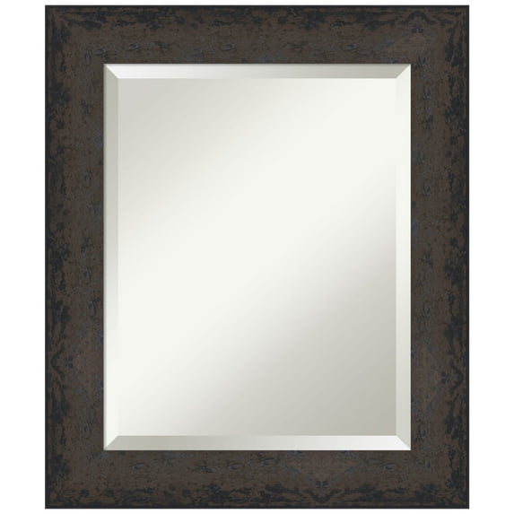 Amanti Art Dappled Black Brown Beveled Wood Bathroom Wall Mirror