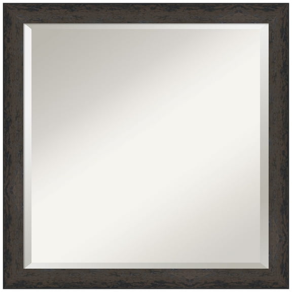 Amanti Art Dappled Black Brown Narrow Beveled Wood Wall Mirror 22.75 x 22.75 in.