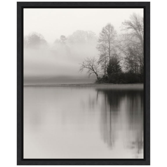 Amanti Art December Lake Framed Canvas Wall Art Print