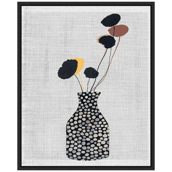 Amanti Art Decorated Vase with Plant II Framed Canvas Wall Art Print