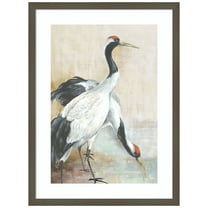 Amanti Art Delicate Cranes Wood Framed Wall Art Print