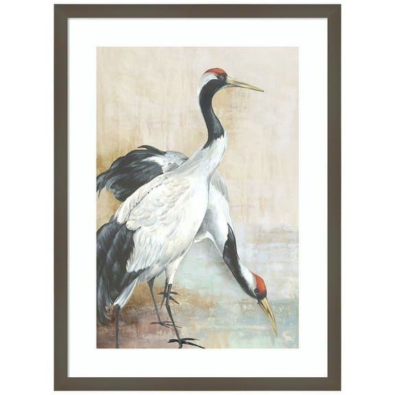 Amanti Art Delicate Cranes Wood Framed Wall Art Print
