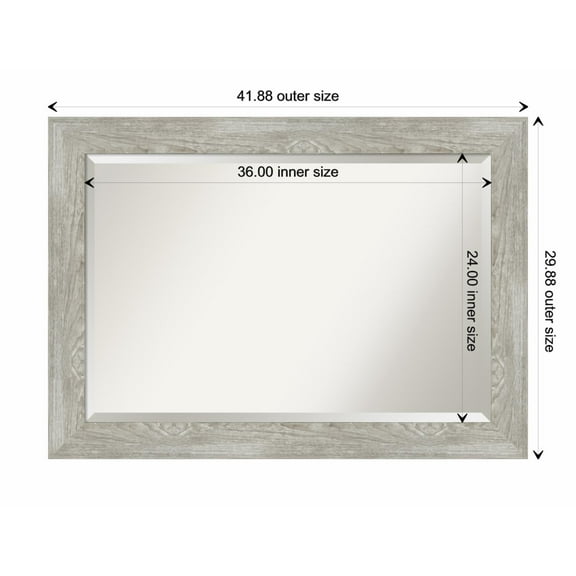 Amanti Art Dove Greywash Beveled Wood Wall Mirror 30 x 42 in.
