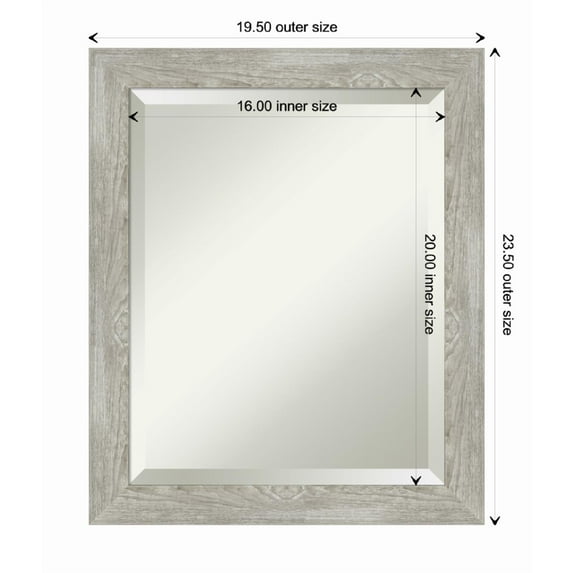 Amanti Art Dove Greywash Narrow Framed Wall Mirror - 19.50 x 23.50 in