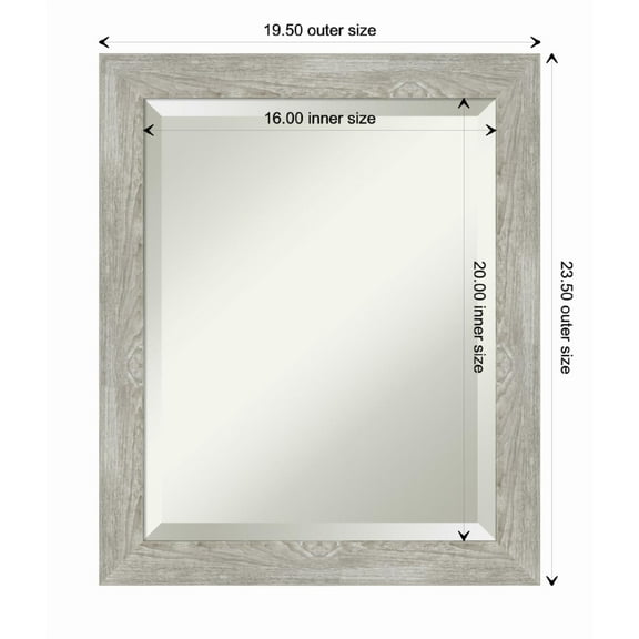 Amanti Art Dove Greywash Narrow Framed Wall Mirror - 19.50 x 23.50 in