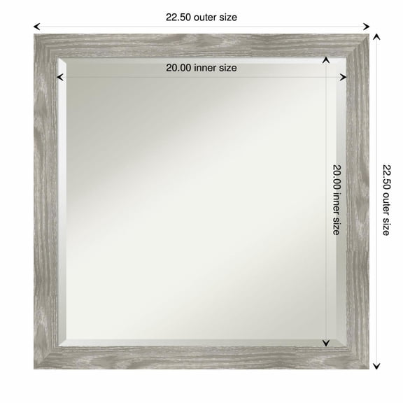Amanti Art Dove Greywash Square Framed Wall Mirror - 18.50 x 22.50 in