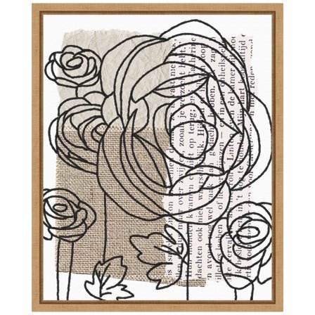 Amanti Art Drawn Flowers II Framed Canvas Wall Art Print