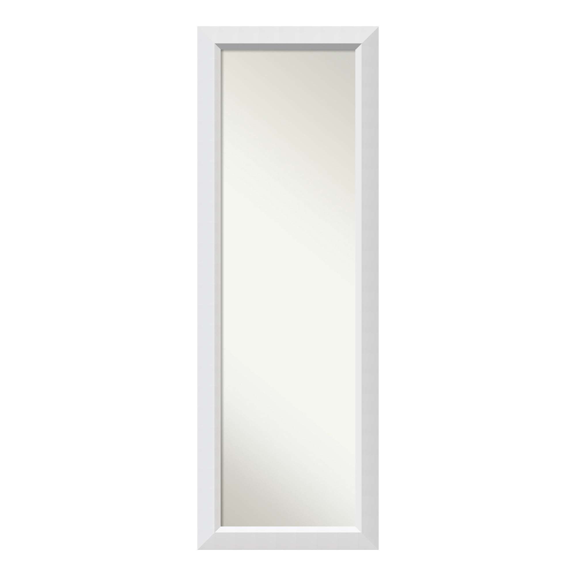 Amanti Art NonBeveled Blanco White Wood Full Length On the Door Mirror