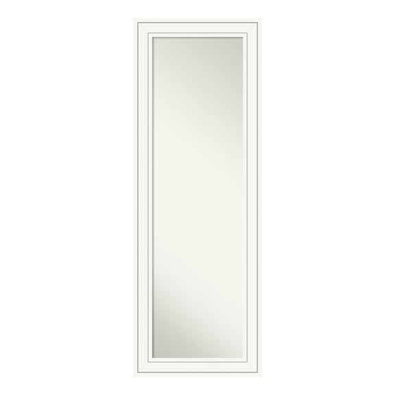 Amanti Art Non-Beveled Craftsman White Wood Full Length On the Door Mirror