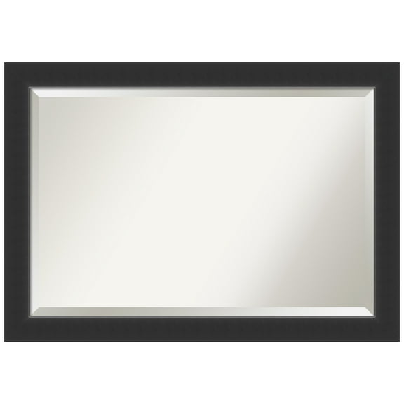 Corvino Black Beveled Wood Bathroom Wall Mirror