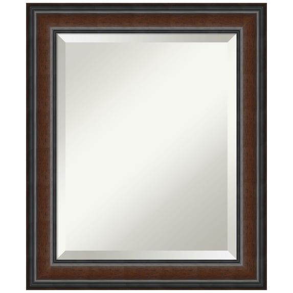 Cyprus Walnut Beveled Wood Bathroom Wall Mirror