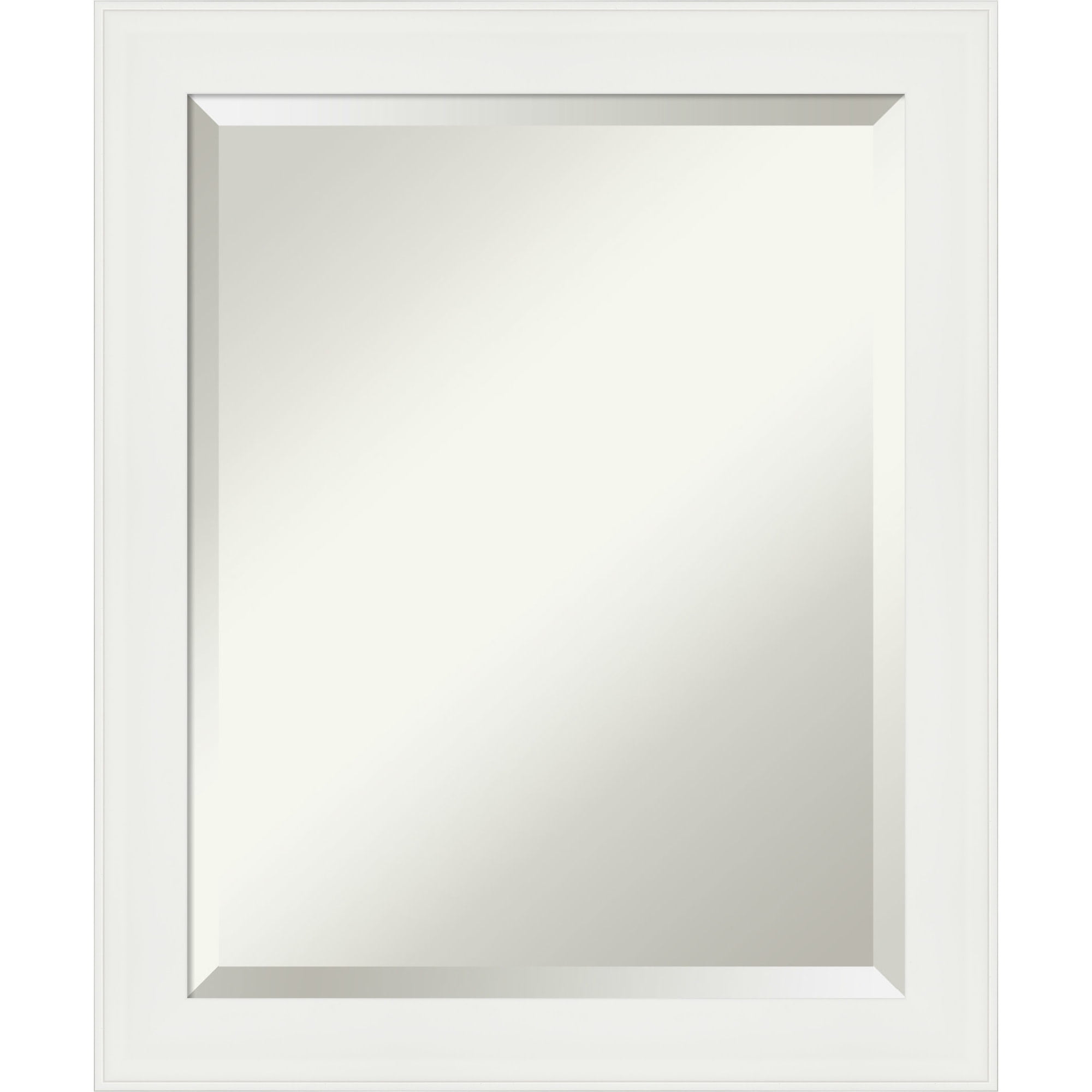Medium White Matte Beveled Bathroom Vanity Mirror