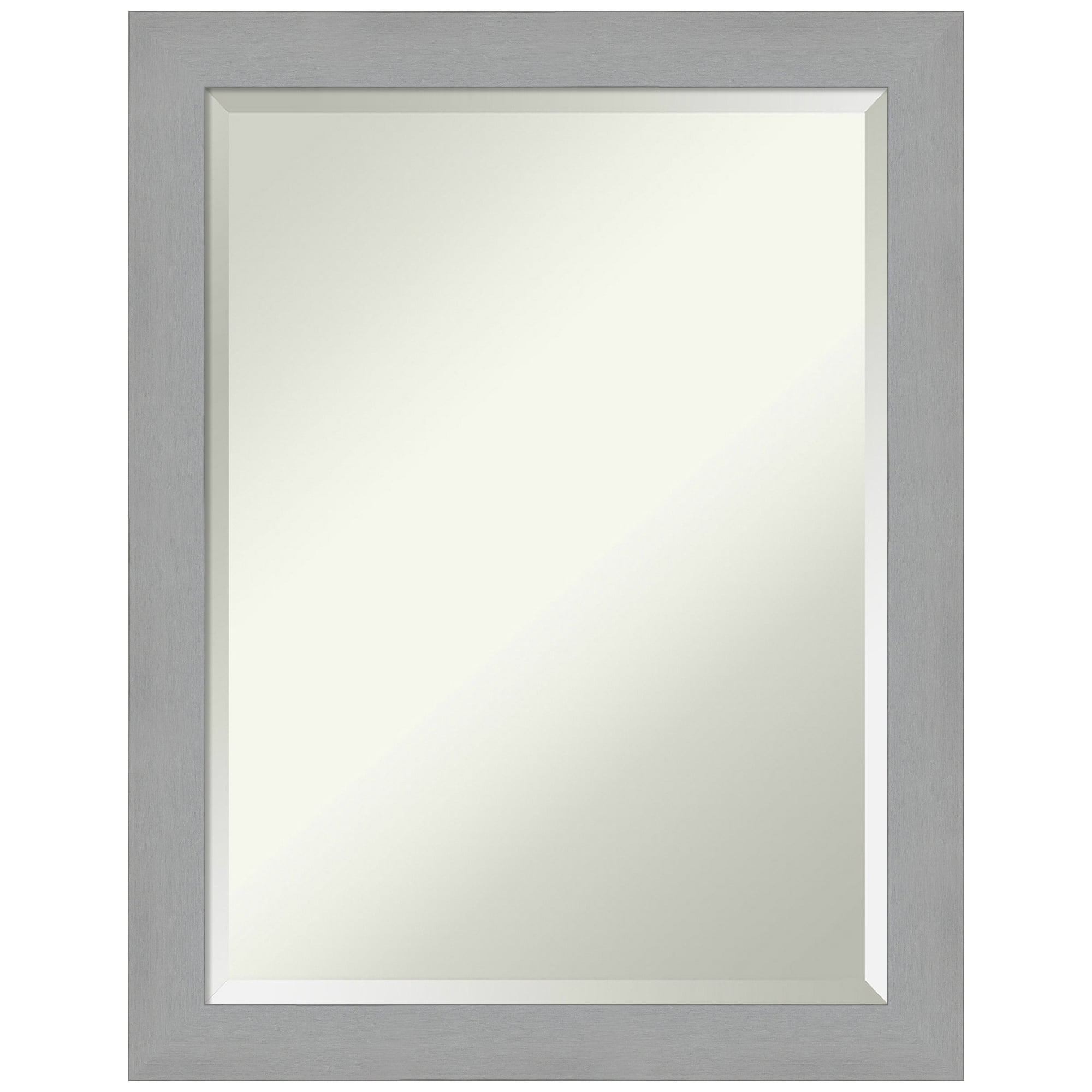 Contemporary Silver Rectangular Beveled Wall Mirror