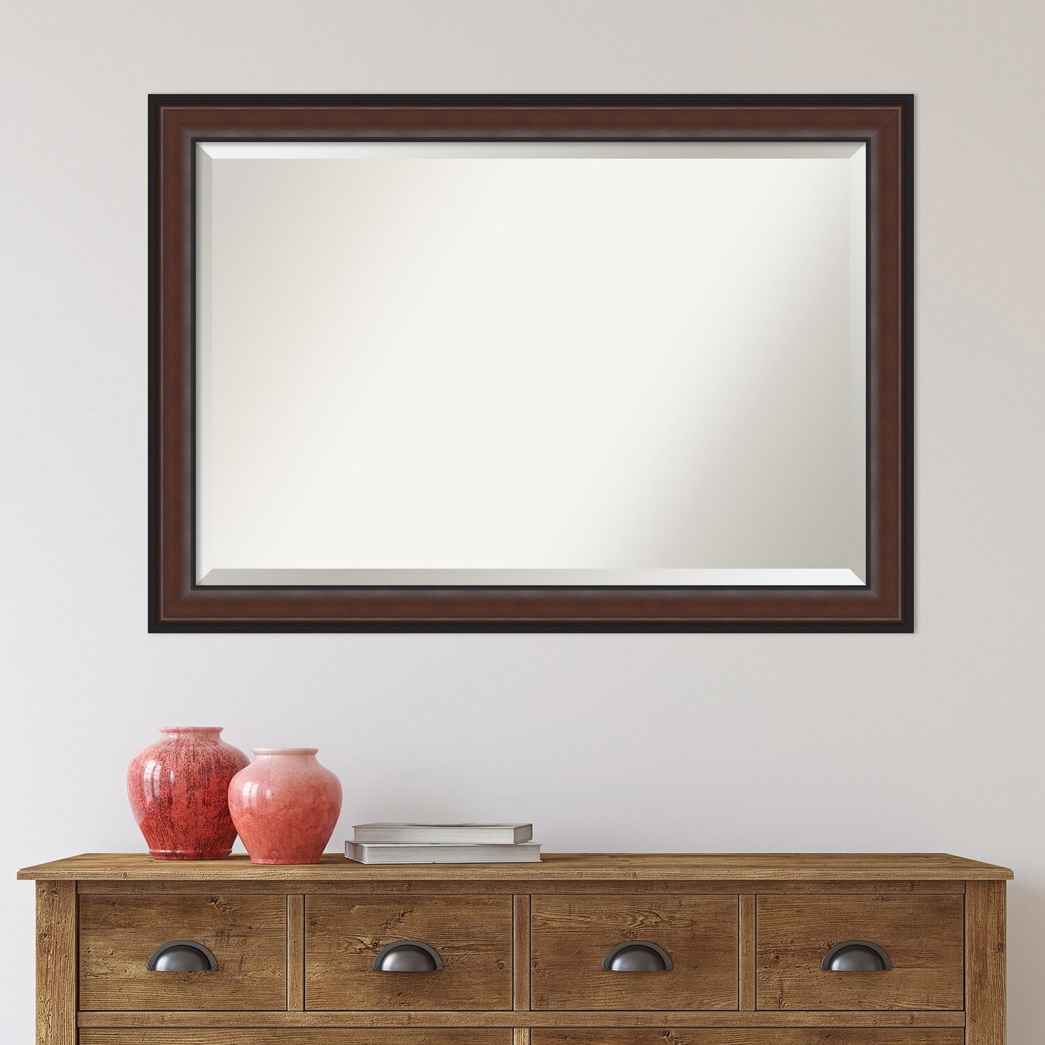 Harvard Walnut Rectangular Beveled Bathroom Vanity Mirror